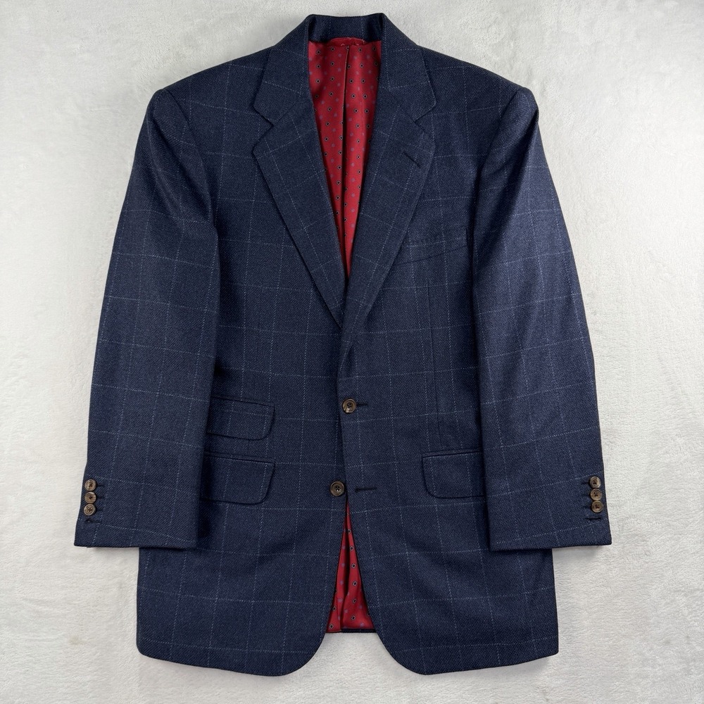 Vtg Alan Flusser Bespoke Custom Blazer Sport Coat Men 40S Flannel USA Windowpane
